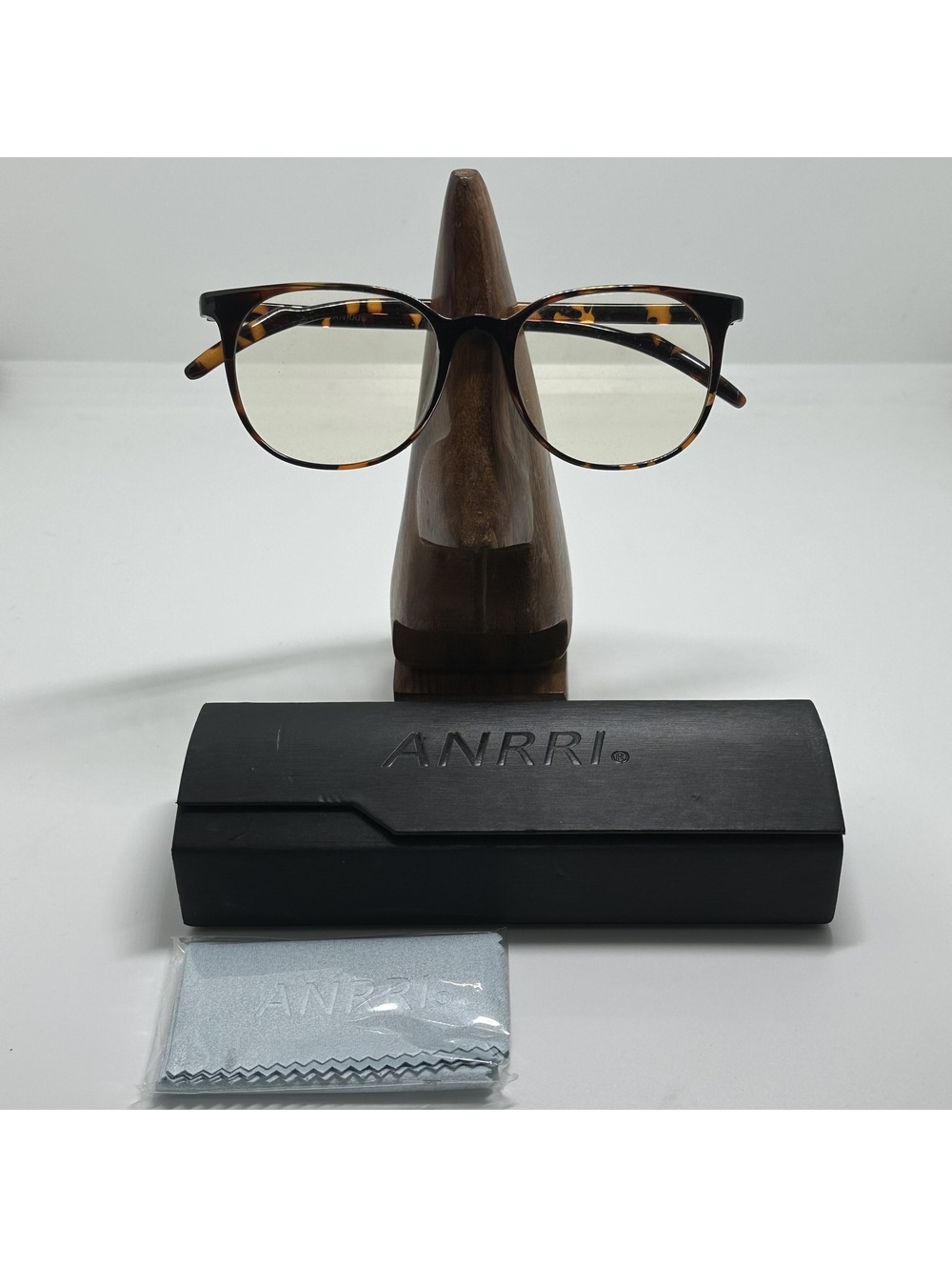 ANRRI Tortoise Frame Blue Light Eyeglasses with Case and Cleaning Cloth